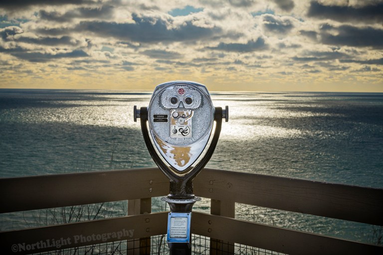 Overlook alone Michigan Scenic Highway, M-22 near Arcadia, Michigan, USA